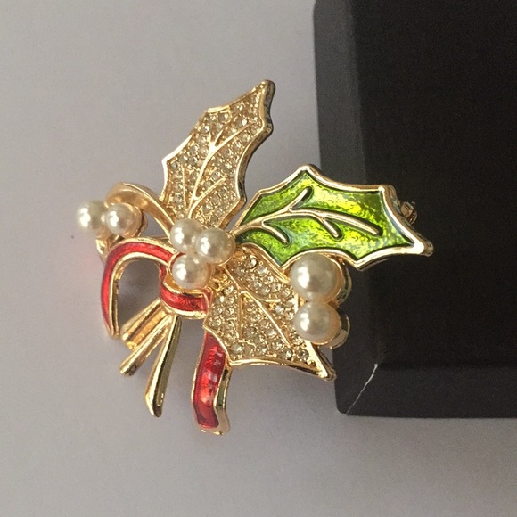 🍏50% OFF/3+...Holly Leaves Christmas Brooch - Picture 5 of 13